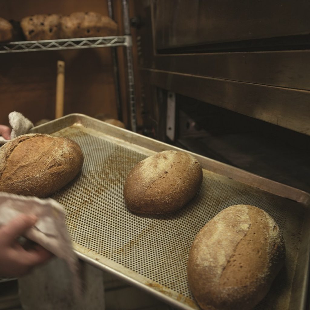 bread coming out of the oven